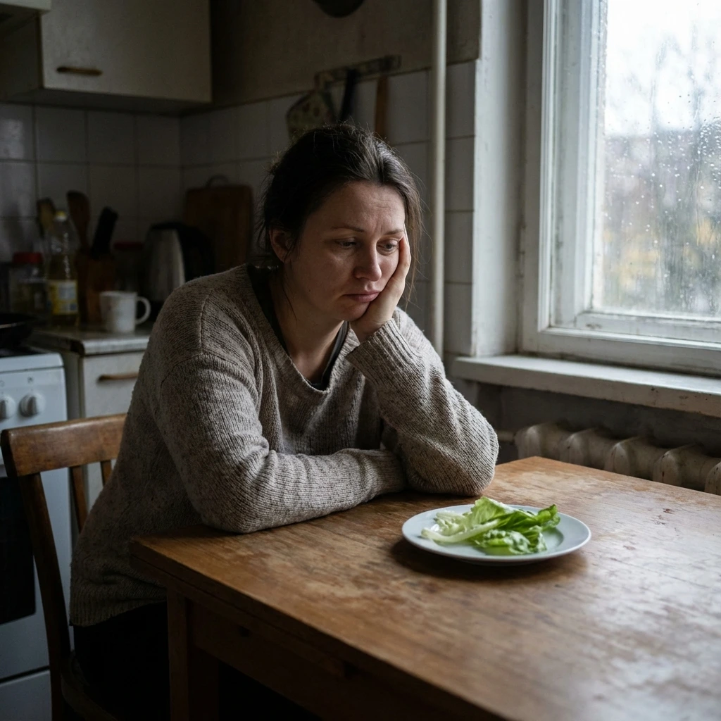 Mulher insatisfeita com dieta